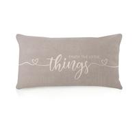 Enjoy The Little Things - Funda de almohada corporal con estampado de dos caras de lino azteca de 12 x 20 pulgadas, funda de almohada larga con cita inspiradora para calentar el corazón, funda de