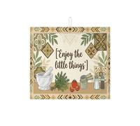 Enjoy the Little Things - Tapete de secado de platos para encimera de cocina, tapete absorbente bohemio vintage, almohadilla de secado de microfibra rústica de primavera para decoración del hogar, 16