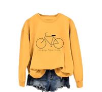 Enjoy The Ride Women's Casual Letter Print Sweatshirt, Long Sleeve Crewneck Pullover Tops for Fall Winter Spring Summer