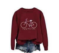 Enjoy The Ride Women's Casual Letter Print Sweatshirt, Long Sleeve Crewneck Pullover Tops for Fall Winter Spring Summer