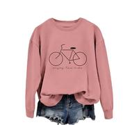 Enjoy The Ride Women's Casual Letter Print Sweatshirt, Long Sleeve Crewneck Pullover Tops for Fall Winter Spring Summer