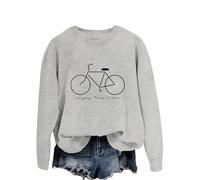 Enjoy The Ride Women's Casual Letter Print Sweatshirt, Long Sleeve Crewneck Pullover Tops for Fall Winter Spring Summer