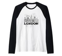 Enjoy Travel & Wear London Skyline Sketch Drawing Graphic Camiseta Manga Raglan