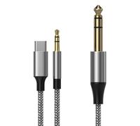 ENJOY-UNIQUE Cable de audio estéreo de USB C a 6,35 mm 1/4", 2 m, jack de 3,5 mm en cable AUX TRS de 6,35 mm, para guitarra, auriculares, mezclador, amplificador, altavoz, etc