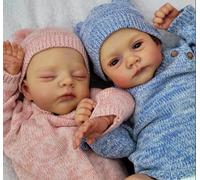 Enjoy with Love Nuevas muñecas Reborn realistas de 19 pulgadas - Muñecas recién nacidas pintadas a mano de lirio e Irys Twins de tela suave (48 cm, Irys durmientes)