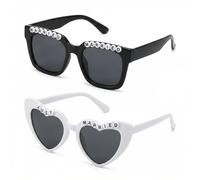 Enjoyaa 2 lentes de sol elegantes con forma de corazón para novias y novios, para boda, playa, despedida de soltera, compromiso