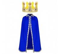 Enjoyaa Conjunto de 2 piezas de disfraz de rey para niños, disfraz de hombre sabio/rey de la Natividad con corona y capa, bata de juego de rol para niños, juego de belén de Navidad, Halloween