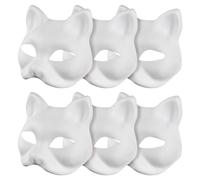 Enjoyaa Máscara de gato,6 pcs DIY Fox White Fox Cat Face en Blanco Pintado a Mano Pintada de Bricolaje Mascaras para Niños Máscaras Pintadas de Bricolaje,Fiesta de Cosplay,Fiesta de Halloween (Cat)