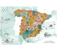 ENJOYERS - Mapa España para Rascar. Mapa Rascable La Esencia de España Ilustrado a Mano. Laminas decorativas pared 65x45 cm. Lamina Viajes Regalo para Viajeros. Solo Lamina Sin marco.