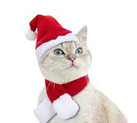 Enjoying Disfraz de Navidad para gato, sombrero de Papá Noel con bufanda roja para gatos y perros pequeños, traje de Navidad de conejo, bufanda para día frío, cabeza y cuello, fiesta de Año Nuevo