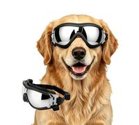 Enjoying Gafas de sol para perros medianos a grandes, protección UV, protección ocular para perros grandes, resistentes al viento, a prueba de polvo, antivaho, transpirables, correas ajustables, color