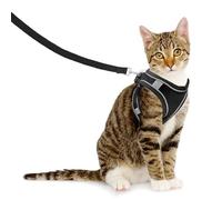 Enjoying Juego de arnés y correa para gatos, a prueba de escapes, suave, ajustable, para gatos pequeños, para caminar al aire libre, viajes, color negro, talla XS