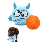 Enjoying Juguetes interactivos para Perros 2 en 1 de Felpa chirriantes pequeñas Bolas Juguetes para Mascotas Halloween Navidad para Perros pequeños, medianos y Grandes, Monstruo Azul