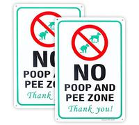 Enjoyist Paquete de 2 letreros de aluminio para patio con texto en inglés "No Pee and Poop Zone" para perro, 12 x 8 pulgadas, 0.4 pulgadas, aluminio libre de óxido, protección UV y resistente a la