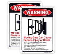 Enjoyist Paquete de 2 señales de puerta móvil para puerta móvil puede causar lesiones graves o muerte signo 10 x 7 pulgadas .4 pulgadas aluminio reflectante libre de óxido de aluminio protegido