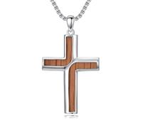 enjoylifecreative Colgante de cruz para hombre y mujer, plata de ley 925, colgante de cruz cristiana, cadena religiosa, regalo para mujeres y hombres, Plata esterlina, No es una piedra preciosa