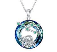 enjoylifecreative Collar con 12 signos del zodiaco de plata de ley para mujer con cristal azul constelaciones signo collar horóscopo colgante joyas, Plata esterlina