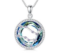 enjoylifecreative Collar de cristal para mujer con 12 signos del zodiaco, plata de ley 925, horóscopo, piedra natal, colgante, cadena, constelaciones, astrología, joyas regalos para mujeres y niñas