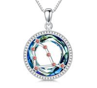 enjoylifecreative Collar de cristal para mujer con 12 signos del zodiaco, plata de ley 925, horóscopo, piedra natal, colgante, cadena, constelaciones, astrología, joyas regalos para mujeres y niñas
