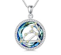 enjoylifecreative Collar de cristal para mujer con 12 signos del zodiaco, plata de ley 925, horóscopo, piedra natal, colgante, cadena, constelaciones, astrología, joyas regalos para mujeres y niñas