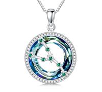 enjoylifecreative Collar de cristal para mujer con 12 signos del zodiaco, plata de ley 925, horóscopo, piedra natal, colgante, cadena, constelaciones, astrología, joyas regalos para mujeres y niñas