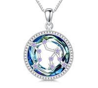 enjoylifecreative Collar de cristal para mujer con 12 signos del zodiaco, plata de ley 925, horóscopo, piedra natal, colgante, cadena, constelaciones, astrología, joyas regalos para mujeres y niñas
