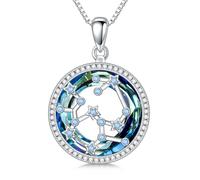enjoylifecreative Collar de cristal para mujer con 12 signos del zodiaco, plata de ley 925, horóscopo, piedra natal, colgante, cadena, constelaciones, astrología, joyas regalos para mujeres y niñas