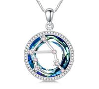 enjoylifecreative Collar de cristal para mujer con 12 signos del zodiaco, plata de ley 925, horóscopo, piedra natal, colgante, cadena, constelaciones, astrología, joyas regalos para mujeres y niñas