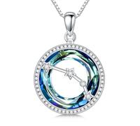 enjoylifecreative Collar de cristal para mujer con 12 signos del zodiaco, plata de ley 925, horóscopo, piedra natal, colgante, cadena, constelaciones, astrología, joyas regalos para mujeres y niñas