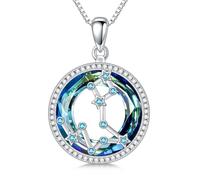 enjoylifecreative Collar de cristal para mujer con 12 signos del zodiaco, plata de ley 925, horóscopo, piedra natal, colgante, cadena, constelaciones, astrología, joyas regalos para mujeres y niñas