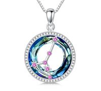 enjoylifecreative Collar de cristal para mujer con 12 signos del zodiaco, plata de ley 925, horóscopo, piedra natal, colgante, cadena, constelaciones, astrología, joyas regalos para mujeres y niñas