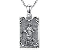 enjoylifecreative Collar de plata de ley 925 para mujer, 12 signos del zodiaco, horóscopo, tarjeta del tarot, colgante de cadena, constelaciones, astrología, regalo para mujeres, Plata esterlina, No