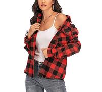 Enjoyoself Camisa Cuadros Mujer Franela 100% Algodón Camisa Leñador Blusas Basiccon Botones Camisetas Cuello en V Manga Larga Casual Oficina Básico Vintage Western