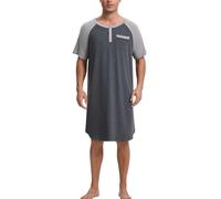 Enjoyoself Camisón Hombre Dormir Camisetas de Pijama Algodón Larga Suave Transpirable Camisa de Noche de Manga Corta Camison Hospital Ropa de Dormir para Descansar Gris Oscuro+Gris 3XL