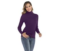 Enjoyoself Sueter Cuello Alto para Mujer Pull-Over Tops Primavera Otoño Sueter de Punto Sueter de Invierno calido y Elegante Sueter Elegante Calcetin Moderno Cuello Alto Mujer Basico, Purpura, XL