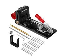ENJOYWOOD XK-4 Pocket Hole Jig Set, Aluminio Taschenloch Bohrschablone, Bohrschablone Schrägloch Bohrhilfe mit 40 Stück Taschenlochschrauben 2 Bohrer
