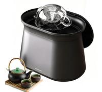 Enjuagadora de Vidrio Eléctrica de Escritorio, Lavadora Automática de Tazas de Té de 1.7L con Cubierta Antipolvo y Bandeja para Residuos de Té, Enjuague Rápido 2S, para Botella de Agua y Taza de Café