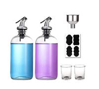 Enjuague bucal 11 Piezas con Pico vertido, Recipiente Botellas Recargables Enjuague bucal Vidrio Transparente con Tazas para baño, Botella Bomba