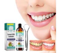 Enjuague Bucal Aceite de Coco,Enjuague Bucal,Aceite de Tirante con Raspador de Lengua,Natural Enjuague Bucal,Enjuague Bucal para Mal Aliento,Oil Pulling,para Ayudar a Tener Aliento Fresco
