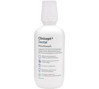 Enjuague bucal Clinisept+ 400 ml antibacteriano sin alcohol, clorhexidina y colorantes, higiene bucal refrescante para dientes y encías sensibles al dolor