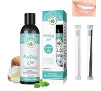 Enjuague bucal con aceite de coco, 237 ml, aceites esenciales naturales, sin alcohol, ayuda con el aliento fresco, blanqueamiento dental, salud de las encías
