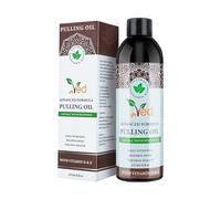 Enjuague bucal con aceite de coco con raspador de lengua, aceite de coco y menta con vitamina D y E para blanquear los dientes, aliento fresco, dientes y encías más sanos, sin alcohol, 237 ml.