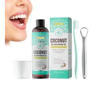 Enjuague Bucal Con Aceite De Coco Para Blanqueamiento Dental Natural - Frescor De Coco Y Menta, Combate El Mal Aliento, Cuida Encías Y Lengua, Ayuda a Blanquear Dientes, 315ml