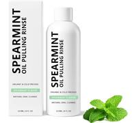 Enjuague bucal con aceite de menta verde, limpieza bucal natural y blanqueador dental, aliento fresco, suaviza las encías, elimina manchas dentales y promueve la higiene bucal