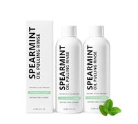 Enjuague bucal con aceite de menta verde - Limpieza bucal natural y blanqueamiento dental para un aliento fresco, enjuague bucal con aceite blanco, para dientes y encías (2Pcs)