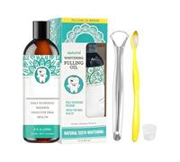 Enjuague Bucal Natural Sin Alcohol | Enjuague de encías de 237 ml para dientes y encías sensibles | Refresca el aliento con raspador de lengua y cepillo para el cuidado bucal diario higien