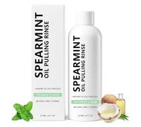 Enjuague de tirar de aceite de menta, enjuague bucal natural con aceite de coco orgánico prensado en frío, aceite de tracción de coco para dientes y encías, respiración fresca (1pc)