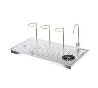 Enjuague para jarra de acero inoxidable, arandela de vidrio para encimera con rociador lateral y bandeja de goteo para uso doméstico y comercial