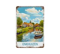 Enkhuizen - Póster de metal para decoración de pared, diseño de ciudad de puerto holandés, patrimonio marítimo, patrimonio marítimo, arte moderno, decoración del hogar, bar, tienda, 30 x 20 cm