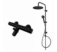 ENKI, Dune, BBT0250, vlvula mezcladora termosttica de ducha con kit de elevacin doble rgida, gran ducha superior ultra delgada de 300 mm y ducha de mano mltiple, moderno, 10 aos de garanta